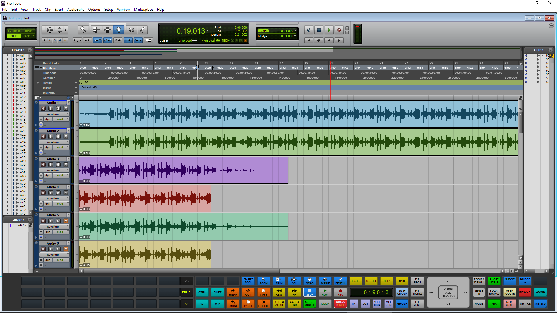 DTouch Edit window with Pro Tools